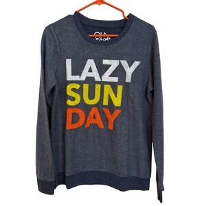 Chaser Lazy‎ Sunday Graphic Sweatshirt Gray Glitter Medium CW6153 NWT